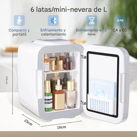 Mini refrigerador de belleza con espejo LED
